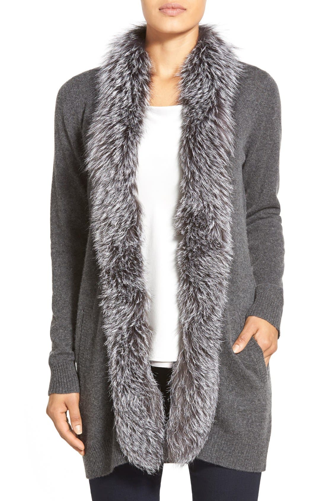 fox fur cardigan