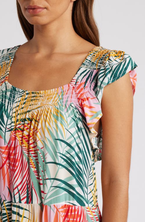 BEACHLUNCHLOUNGE BEACHLUNCHLOUNGE ELOISE FLUTTER SLEEVE SMOCKED DETAIL SUNDRESS 