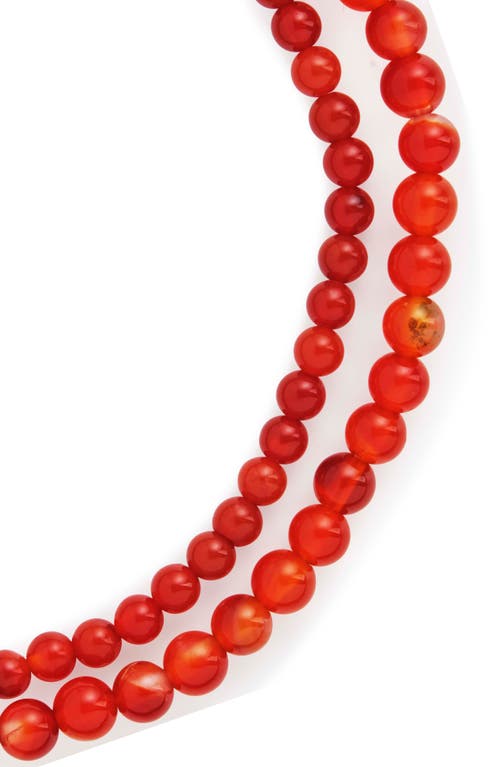 Sterling Forever Stone 2-pack Beaded Stretch Bracelets In Red Agate