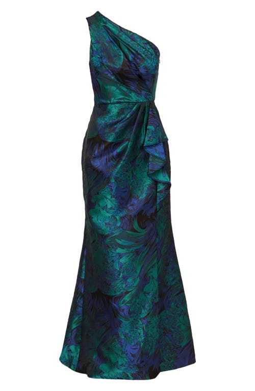 ADRIANNA PAPELL ADRIANNA PAPELL ONE-SHOULDER JACQUARD GOWN