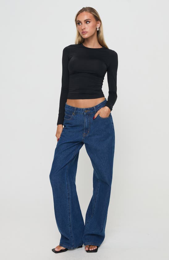 Shop Princess Polly Arnim Crop Long Sleeve Top In Black