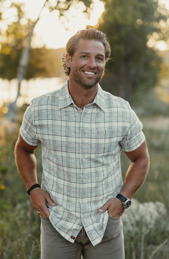 The Normal Brand Freshwater Short Sleeve Button-up Shirt In Clear Sky Plaid