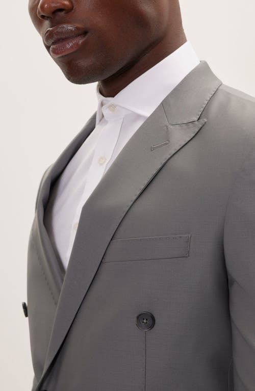 Ron Tomson Super 120s Wool Double Breasted Tuxedo Jacket In Dark Grey