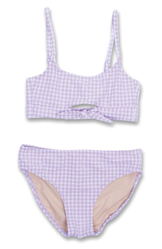 Shop Shade Critters Kids' Gingham Knot 2-piece Bikini In Purple