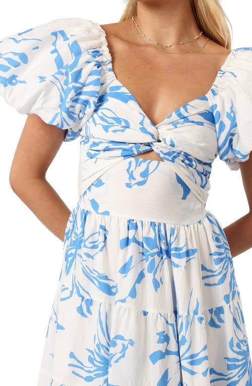 Petal And Pup Petal & Pup Dominique Puff Sleeve Tiered Midi Dress In Blue
