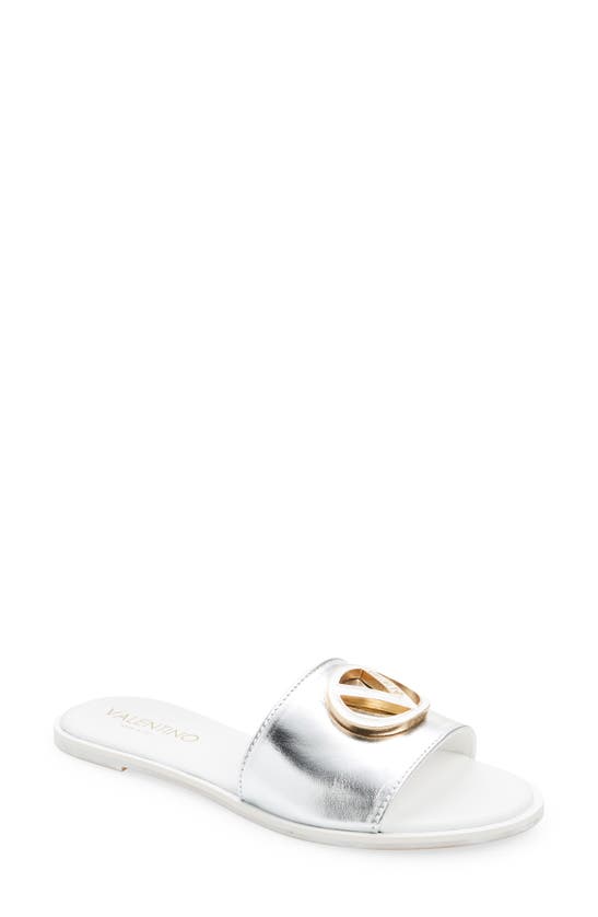 Shop Valentino By Mario Valentino Bugola Slide Sandal In Silver