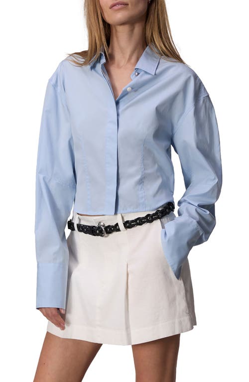 rag & bone Claudia Crop Button-Up Shirt in Light Blue at Nordstrom, Size Large