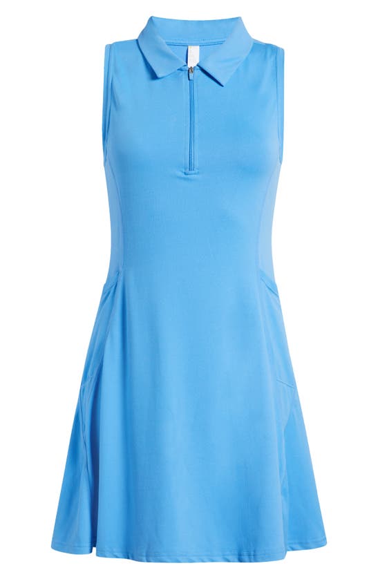 Shop Zella Replay Sleeveless Polo Dress In Blue Lapis