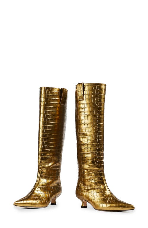 Lk Bennett Eden Kitten Heel Boot In Gold