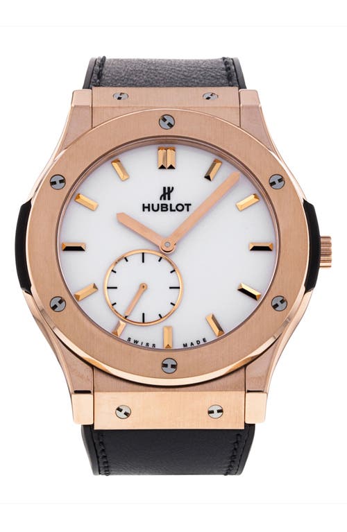 Watchfinder & Co. Hublot Preowned Classic Fusion Leather Strap Watch in Black Rose Gold at Nordstrom