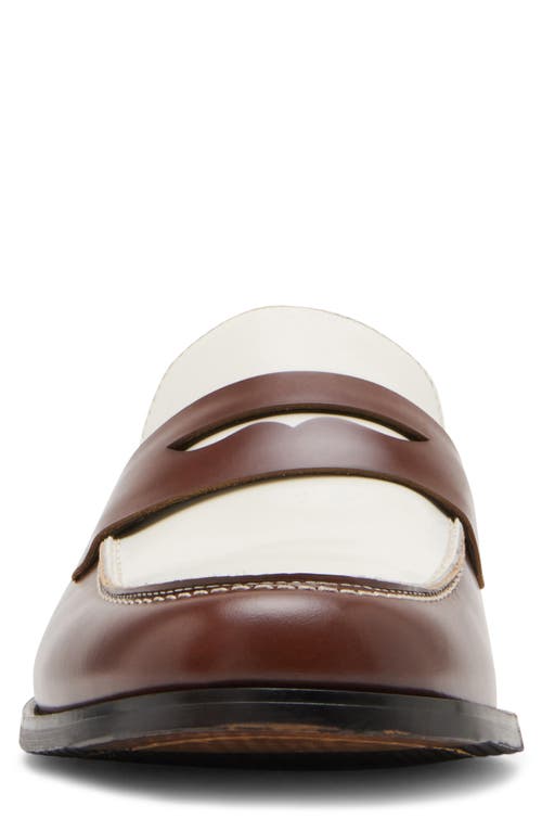 Steve Madden Men's Natan Penny Moc Toe Loafer In Brown/white