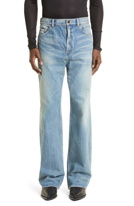 Saint Laurent 70s Flared-leg Jeans In Authentic Medium Blu