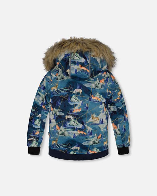 Shop Deux Par Deux Little Boy's Two Piece Snowsuit Burnt Orange With Printed Animals And Glaciers