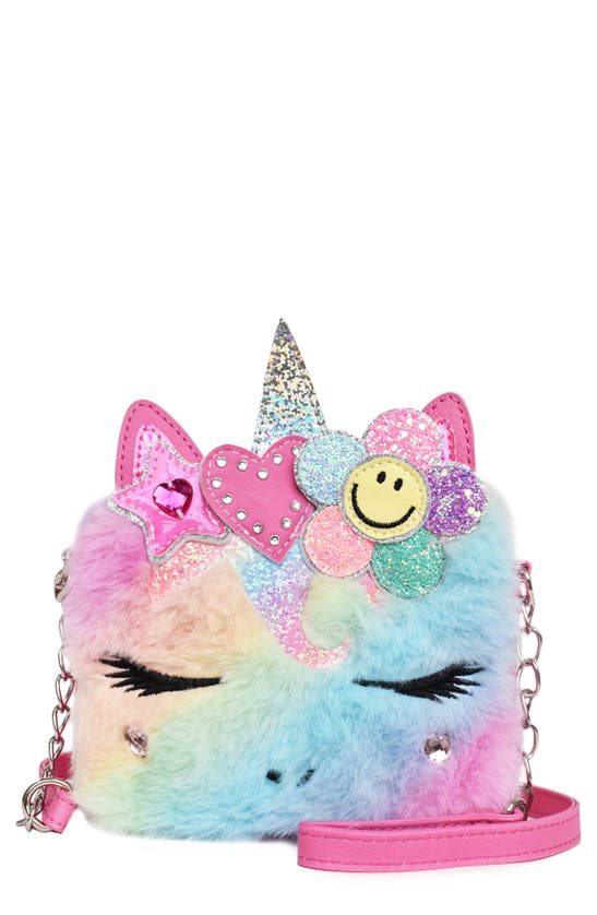 Omg Accessories Kids' Miss Gwen Faux Fur Unicorn Crossbody Bag In Pink