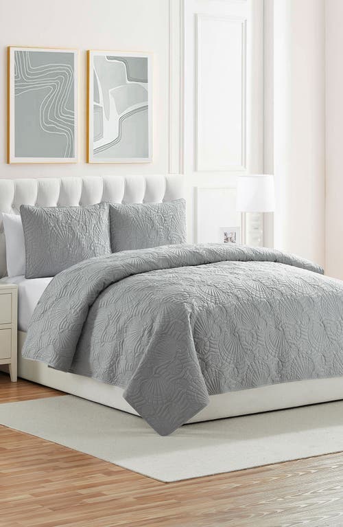 Vcny Home Ocean Solid 3-piece Quilt Set In Grey