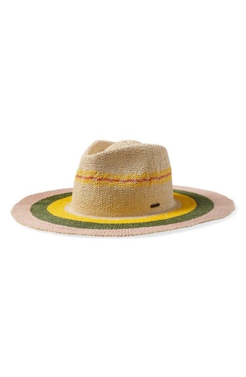 Shop Brixton Pauma Straw Fedora In Natural/soft Pink/olive