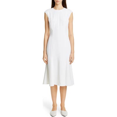 St. John Collection Stretch Cady Fit & Flare Dress, White