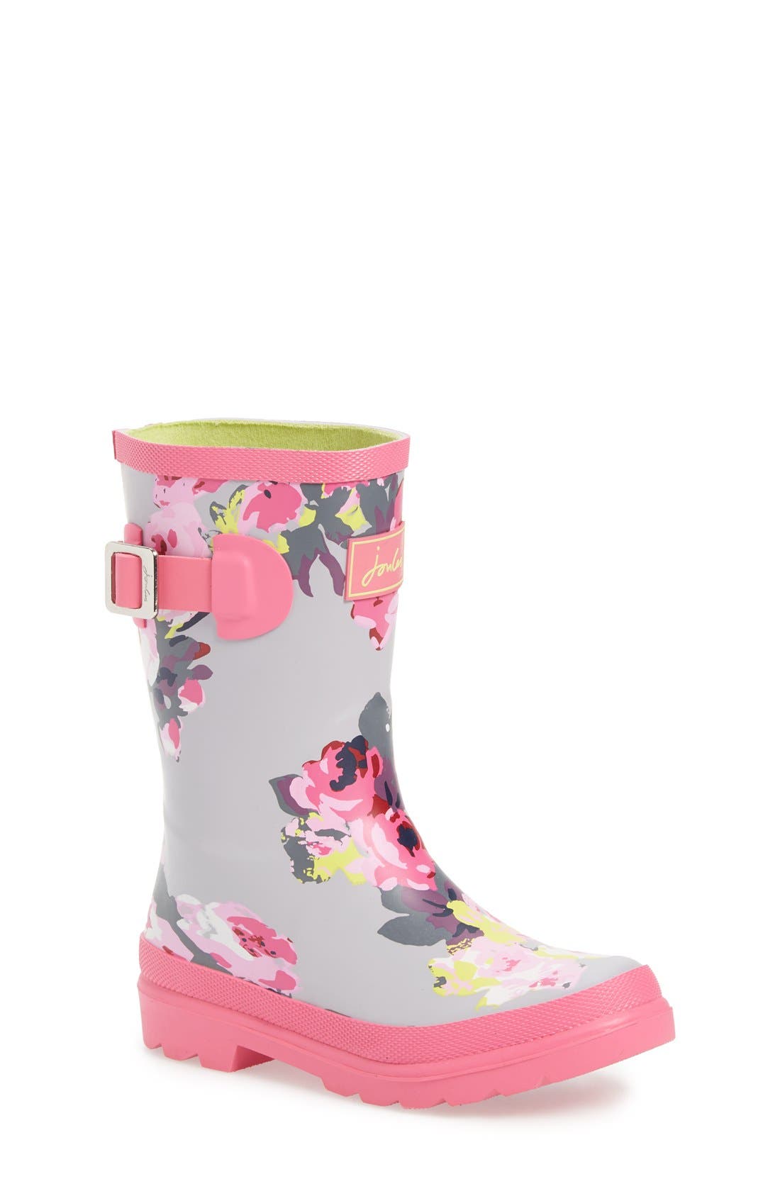 Joules 'Welly' Print Waterproof Rain Boot (Walker, Toddler, Little Kid