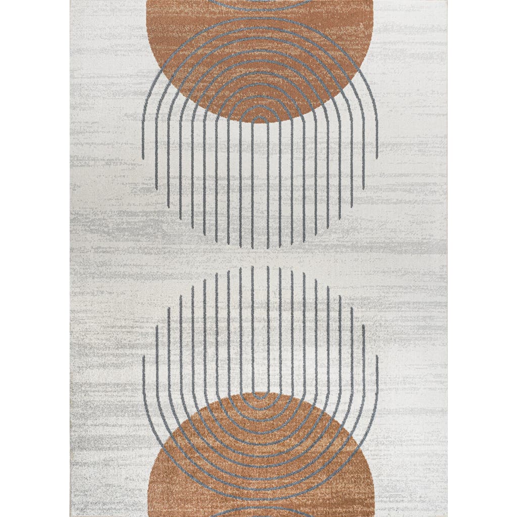 Jonathan Y Kallax Geometric Modern Low-pile Machine-washable Cream/terra 8 Ft. X 10 Ft. Area Rug