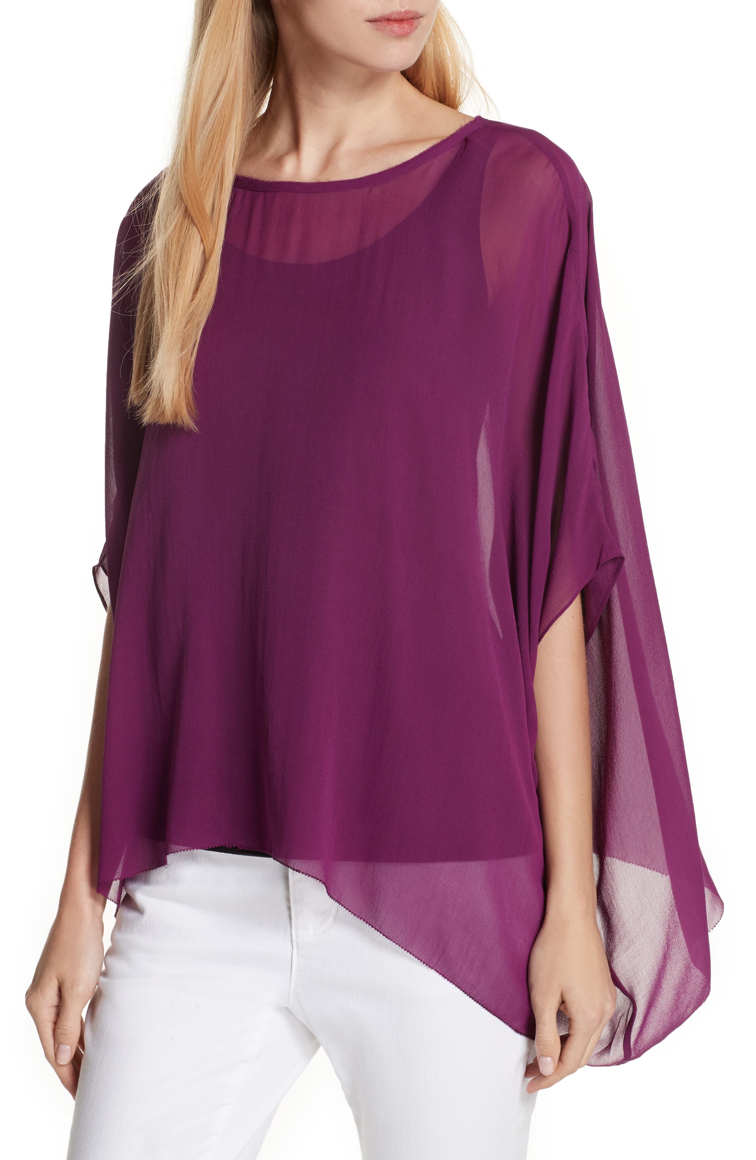 Eileen Fisher Sheer Silk Top (Regular & Petite) Nordstrom