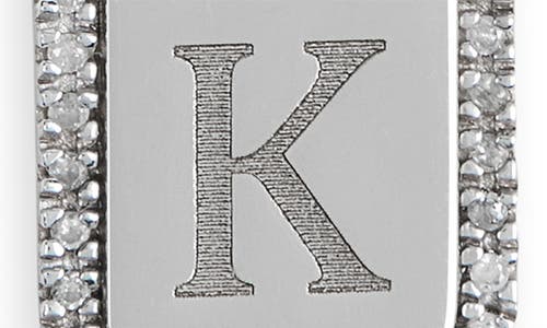 Meshmerise Diamond Initial Dog Tag Pendant Necklace In White-k