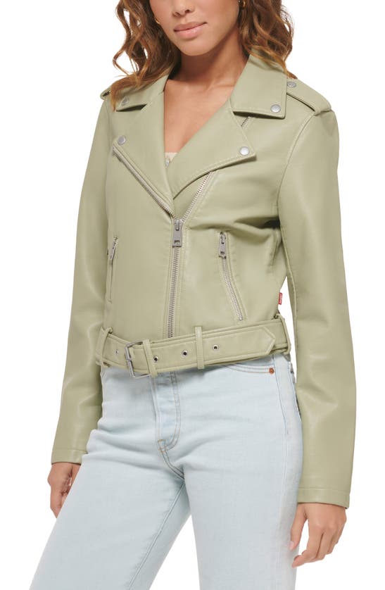 Shop Levi's® Faux Leather Fashion Belted Moto Jacket In Green Cha