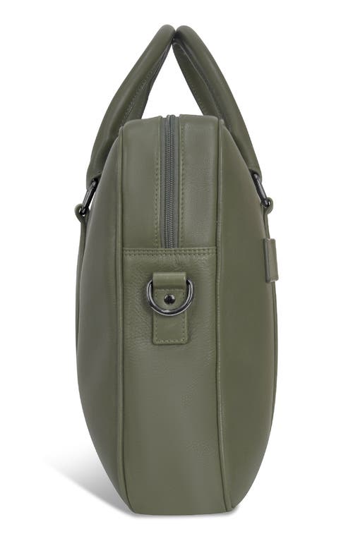 Champs Compact Leather Slim Briefcase In Khaki