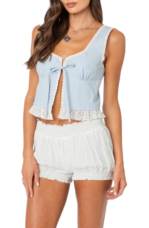 Shop Edikted Shiloh Eyelet Trim Flyaway Tank Top In Light-blue