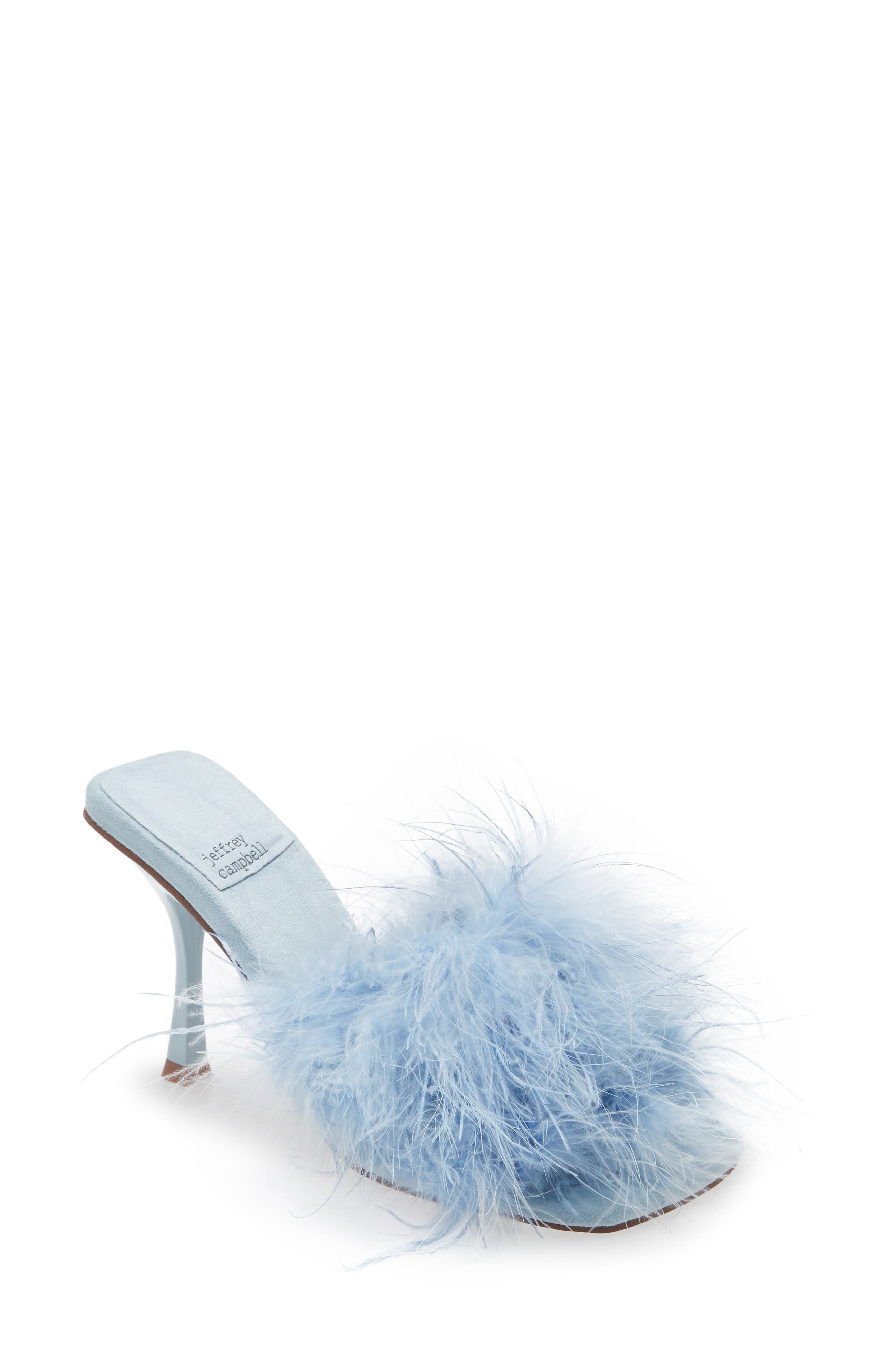 light blue fluffy heels