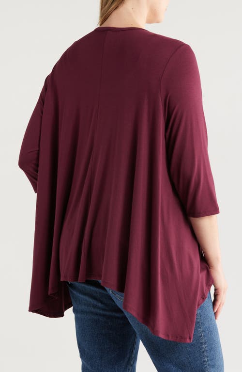 Shop 24seven Comfort Apparel Open Front Cardigan In Wine