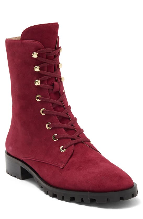 Stuart Weitzman Norrie Lace-up Boot In Cranberry