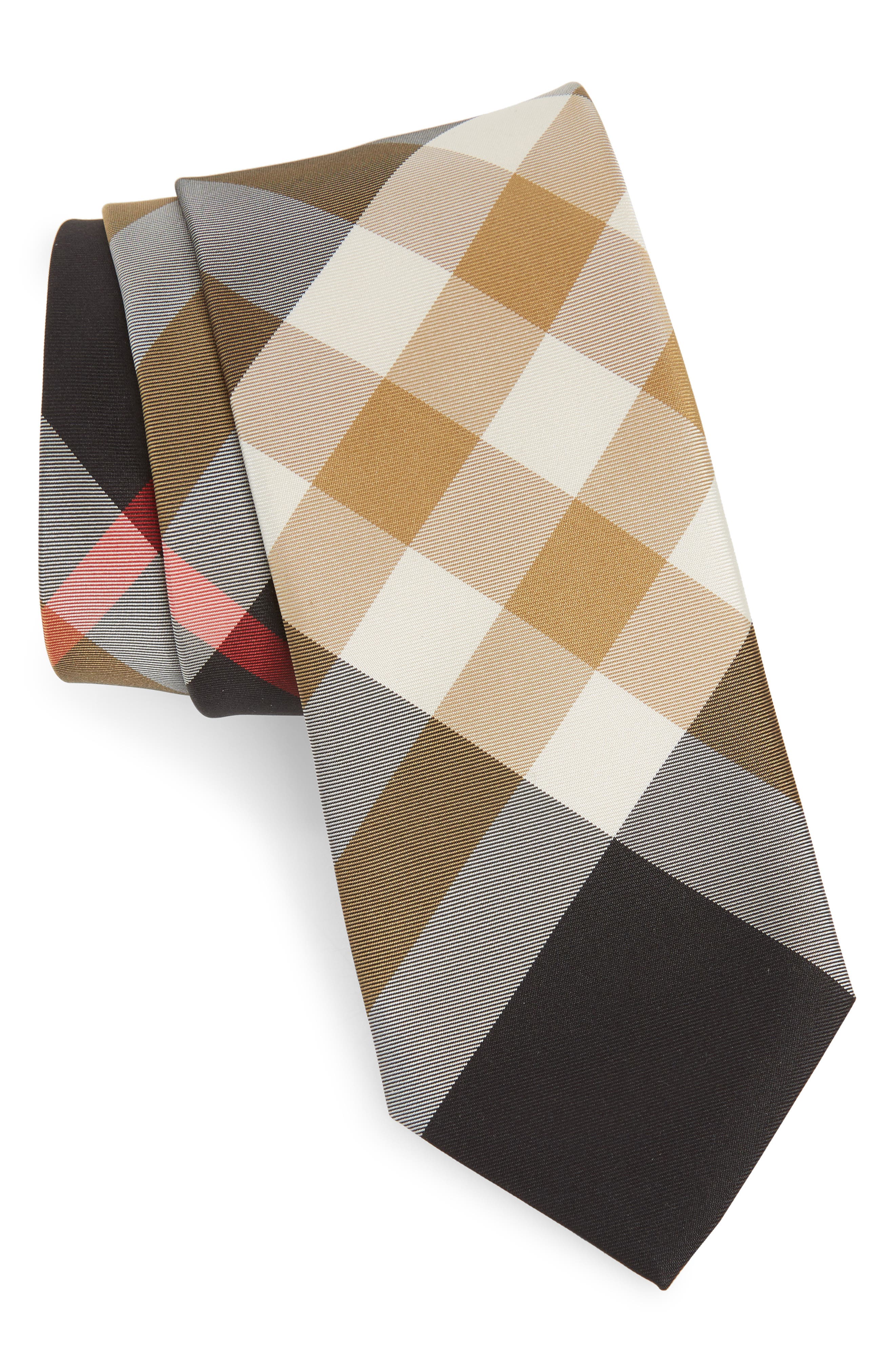 manston check silk tie burberry