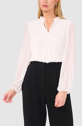 Pleated ruffle shops blouse