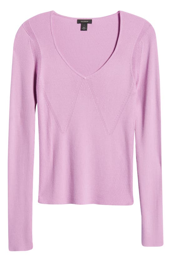 Halogen V-neck Sweater In Pink Tulle