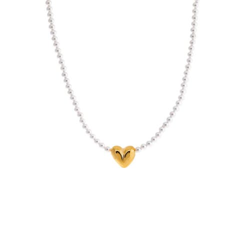 Shop Adina Eden By  Puffy Heart X Pearl Necklace In Gold