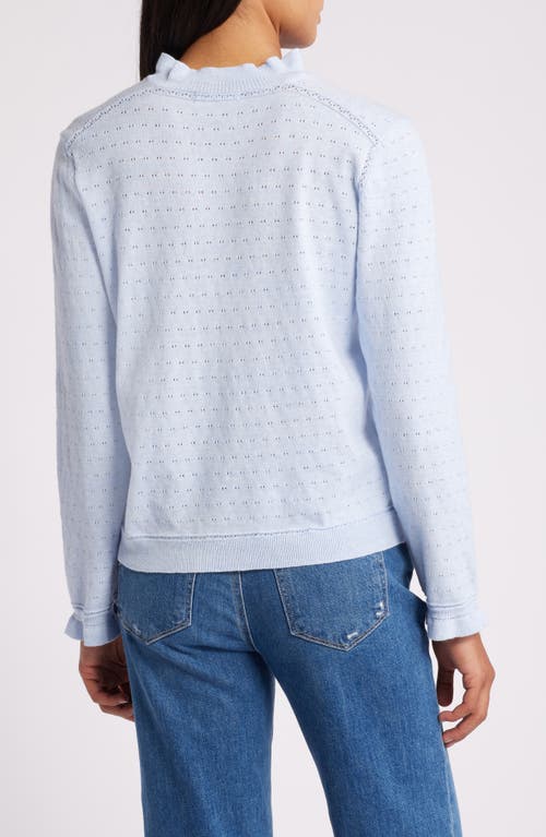 Shop Wit & Wisdom Ruffle Pointelle Sweater In Heather Light Blue