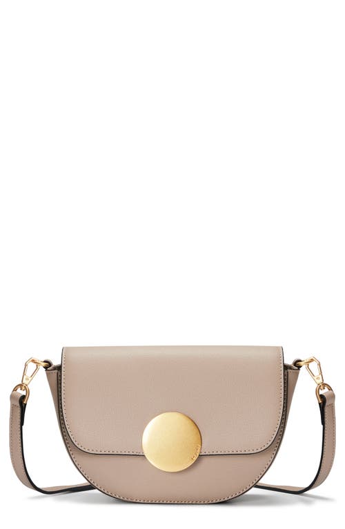 Lottie Leather Saddle Crossbody Bag in Taupe