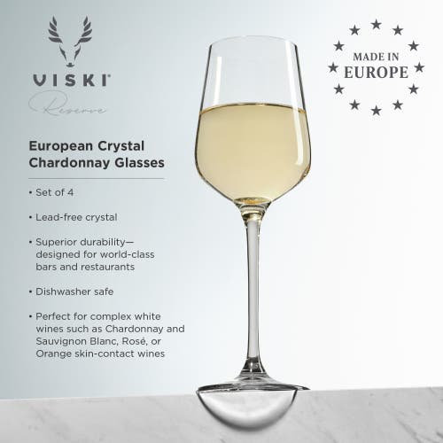 Viski Reserve Inez Crystal Chardonnay Glasses Set Of 4 In Clear