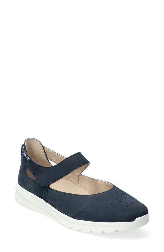 Shop Mephisto Marsia Mary Jane Flat In Jeans Blue Bucksoft