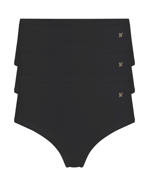 Nudea The Organic Cotton Midi Brief 3 Pack In Black