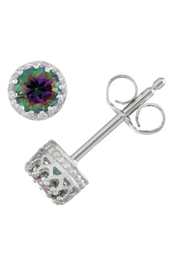 Fzn Semiprecious Stone Crown Stud Earrings In Mystic