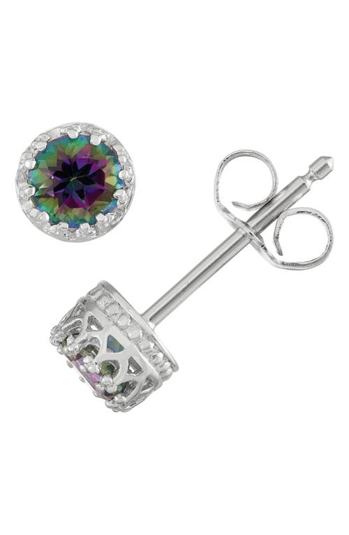 Fzn Semiprecious Stone Crown Stud Earrings In Mystic