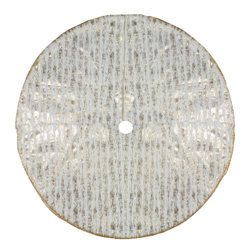 Northlight 48" Cream And Gold Wood Grain Pattern And Faux Fur Christmas Tree Skirt In Ivory