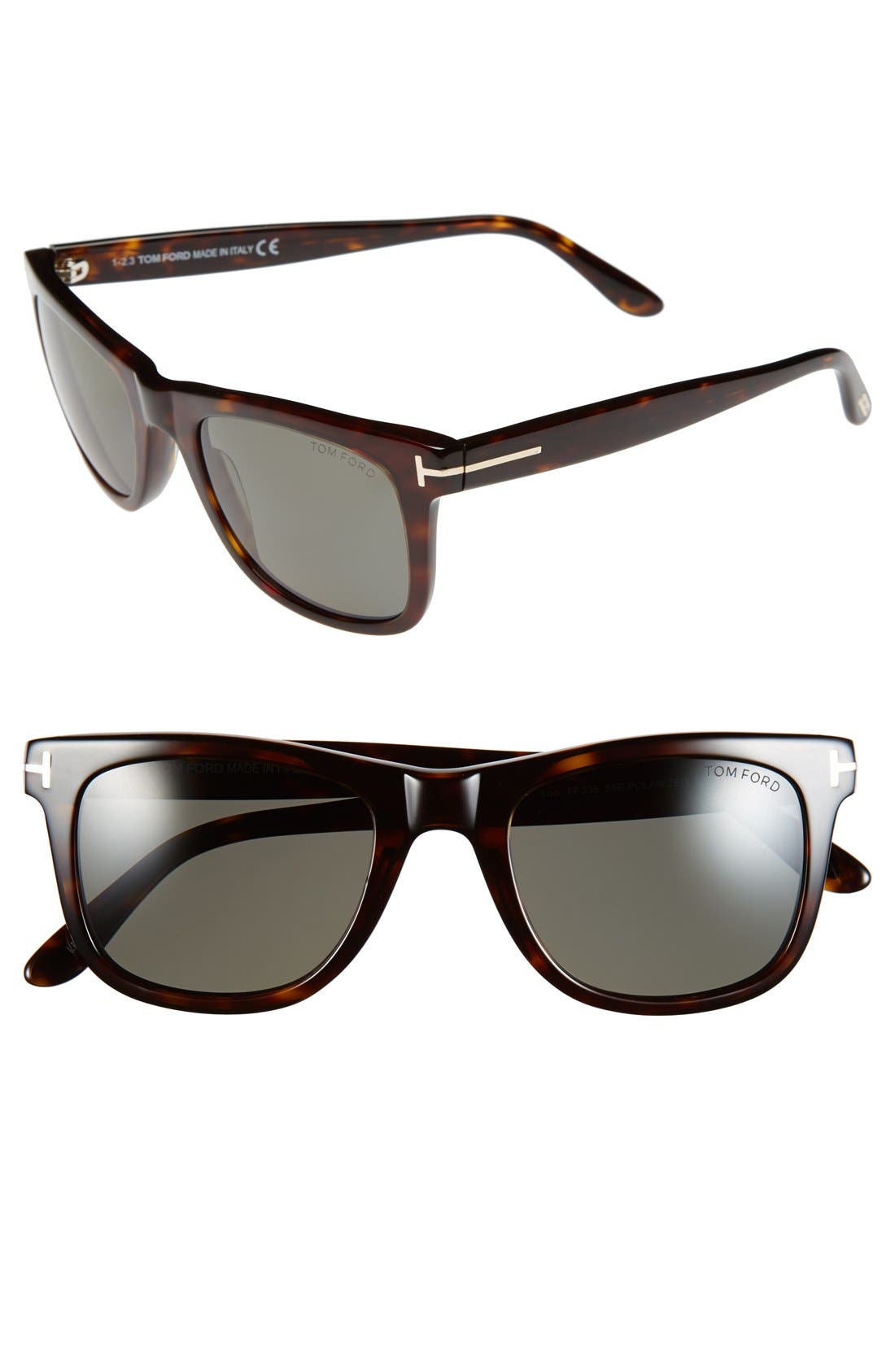 Tom Ford Leo 52mm Polarized Sunglasses in Shiny Classic Havana at Nordstrom
