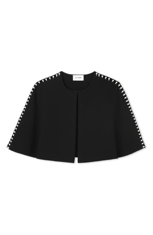 St John Embellished Evening Cape In Black