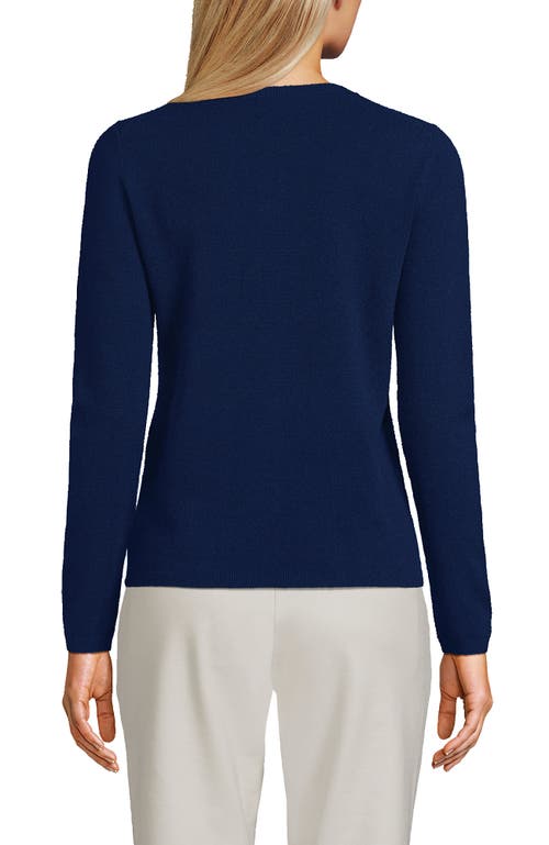 Lands' End Cashmere Cardigan Sweater In Deep Sea Navy