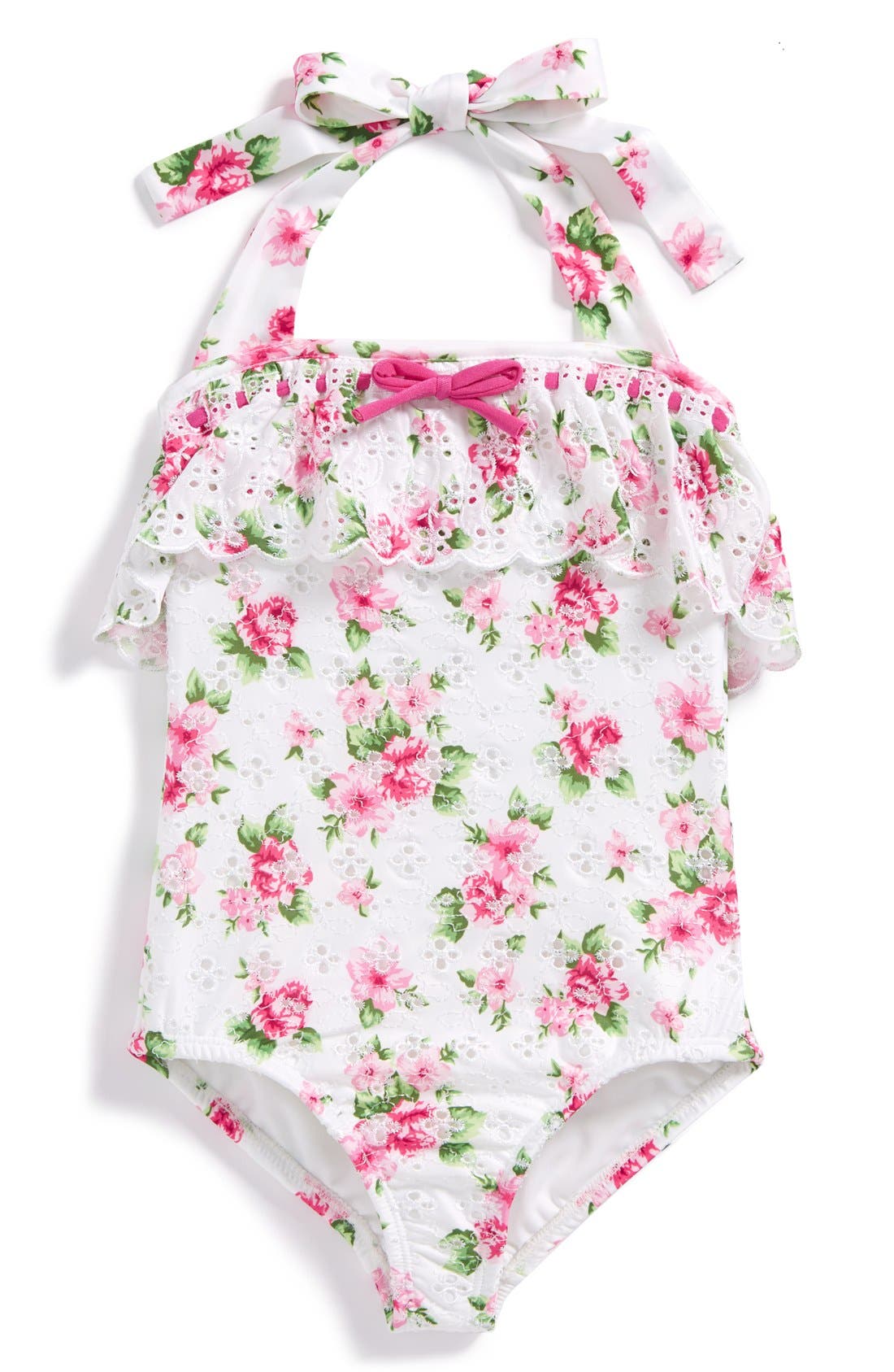Love U Lots Floral Print OnePiece Swimsuit (Toddler Girls & Little