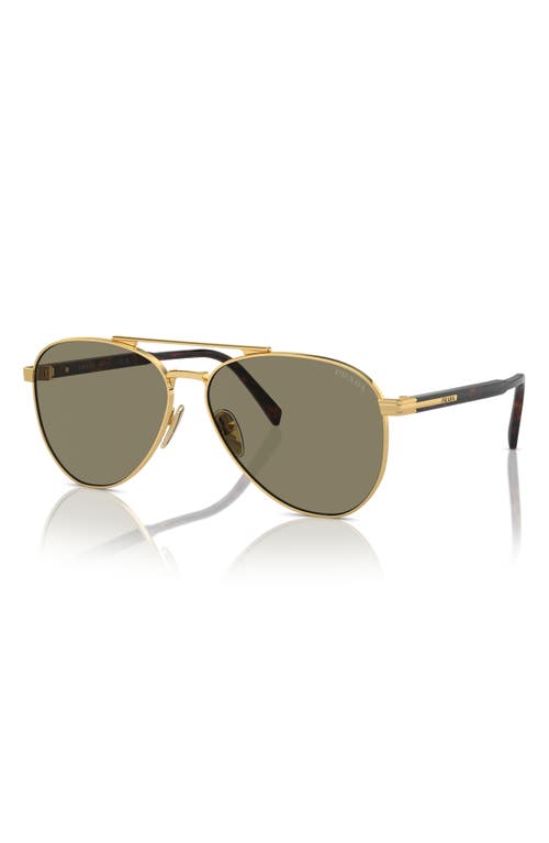 Shop Prada 58mm Pilot Sunglasses In Gold/lite Brown