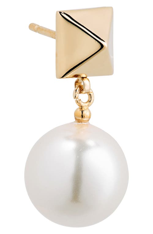 Shop Valentino Garavani Rockstud Imitation Pearl Drop Earrings In 0o3 Oro 18/cream