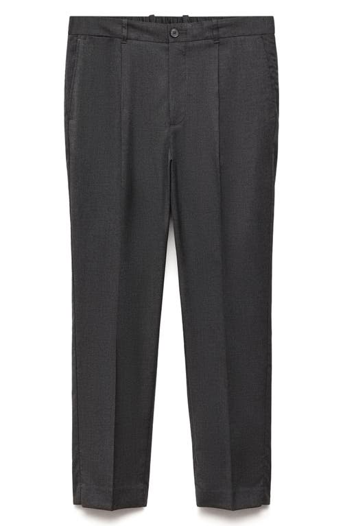 Shop Mango Pleated Slim Fit Dress Pants In Dark Heather Grey